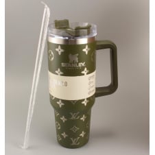 Термокружка Stanley Quencher H2.0 Tumbler 1,18 л Olive Green Monogram KT6007842
