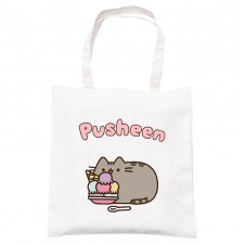 Сумка эко-шоппер 2Life Pusheen cat Кот с мороженым 35х38 см на молнии Белый (v-12143)