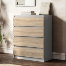 Комод No Brand NT-215 80x40x100 см Белый-дуб сонома (13844016)