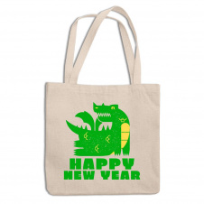 Эко-сумка шоппер с новогодним принтом "Happy New Year. Dragon 2024. Дракон 2024" Кавун ЭСШ001316