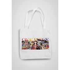 Эко-сумка шоппер с аниме принтом One Piece Ван-Пис Luffy Луффи и команда One Piece Кавун Бежевый