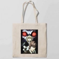 Эко-сумка шоппер с принтом Death Note - Тетрадь смерти 4 Кавун Бежевый