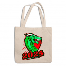 Эко-сумка шоппер с новогодним принтом "Year of the Dragon 2024. Год Дракона 2024" Кавун ЭСШ001312