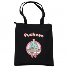Сумка эко-шоппер 2Life Pusheen cat Кот новый год 35х38 см на молнии Черный (v-12146)