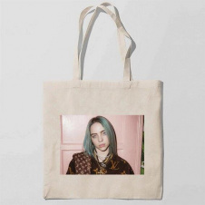 Эко-сумка шоппер с принтом Billie Eilish-Билли Айлиш Кавун Бежевый