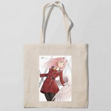 Эко-сумка шоппер с принтом Милый во Франксе Darling in the FranXX 2 Кавун Бежевый