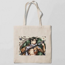 Эко-сумка шоппер с принтом Attack on Titan - Вторжение титанов 13 Кавун Бежевый