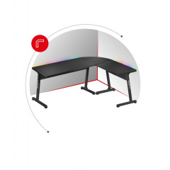 Компьютерный стол huzaro Hero 6.0 RGB LED 147x112x74 см Black Київ