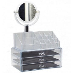 Настольный акриловый органайзер для косметики OPT-TOP Cosmetic Storage Box на 3 двери с зеркалом (1756375357) Ровно
