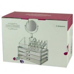 Настольный акриловый органайзер для косметики OPT-TOP Cosmetic Storage Box на 3 двери с зеркалом (1756375357) Ровно