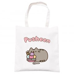 Сумка эко-шоппер 2Life Pusheen cat Кот с мороженым 35х38 см на молнии Белый (v-12143) Измаил