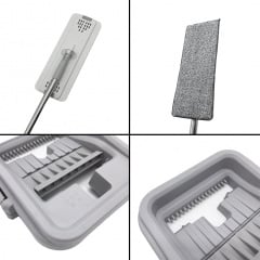 Комплект для уборки 2в1 No Brand Cleaning Kit швабра Лентяйка со складной ручкой и ведро с автоматическим отжимом Геническ