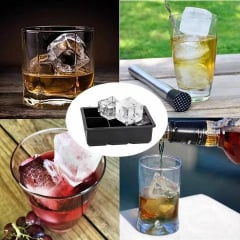 Форма для льда силиконовая Ice с крышкой Кубики 4 ячейки 11х11х5 см Черный (C051349) Чернівці