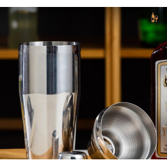 Набор для бара BAR для приготовления коктейлей с деревянной подставкой 750 мл 10 предметов Серебристый (C051210) Луцк