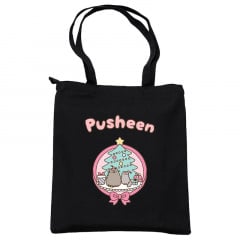 Сумка эко-шоппер 2Life Pusheen cat Кот новый год 35х38 см на молнии Черный (v-12146) Виноградов