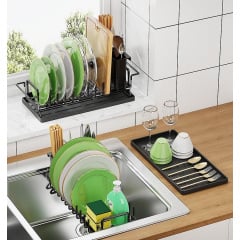Сушилка для посуды с ковриком DRT К3 50.4х16.6 см Черный (H051320) Вишневое