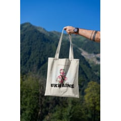 Эко-сумка шоппер с этническим принтом "Кукла-мотанка. Мотанка. Motanka doll. Украина. Ukraine" Кавун Бежевый Миргород