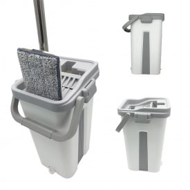 Комплект для уборки 2в1 No Brand Cleaning Kit швабра Лентяйка со складной ручкой и ведро с автоматическим отжимом