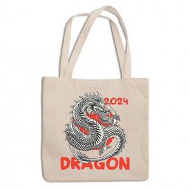Эко-сумка шоппер с новогодним принтом "Dragon 2024. Дракон 2024" Кавун ЭСШ001318
