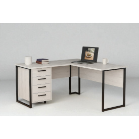 Стіл кутовий офісний Tobi Sho LOFT Iceberg СУЛА/2-1 з 4 шухлядами стільниця 18 мм, 1400х1400х750 Дуб крафт білий