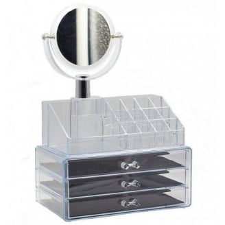 Настольный акриловый органайзер для косметики OPT-TOP Cosmetic Storage Box на 3 двери с зеркалом (1756375357)