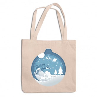 Эко-сумка с новогодним принтом Кавун Merry Christmas 38х42х10 см Разноцветный ЕСШ001423