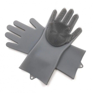 Перчатки силиконовые Kitchen Gloves for washing dishes для мойки посуды Grey (10508-hbr)