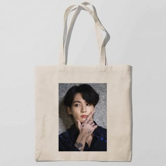 Эко-сумка шоппер с принтом Твой похититель Чон Чонгук - Jungkook Jeon 3 Кавун Бежевый