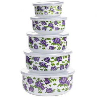 Набор судочков круглых A-PLUS Эмаль 5 шт Фиолетовый