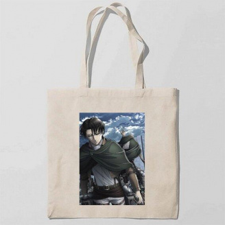 Эко-сумка шоппер с принтом Attack on Titan - Вторжение титанов 20 Кавун Бежевый