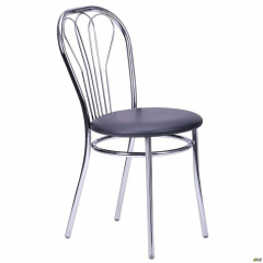 Кухонний стілець AMF Велес хром м'яке сидіння чорного кольору Київ