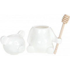 Медовница фарфоровая Naturel 280 мл Мишка с деревянной ложкой BonaDi 938-011 Ковель