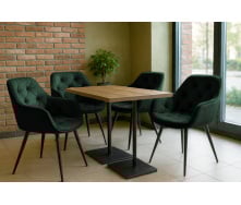 Комплект обеденных стульев Арис М-65 (4 шт.) с подлокотниками, велюр Изумруд/черный, для кухни, столовой, 860×580×590 мм