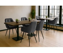 Комплект обеденных стульев Арис М-65 (6 шт.) с подлокотниками, велюр Серый/черный, для кухни, столовой, 860×580×590 мм