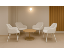 Комплект стульев обеденных Линн М-240 (4 шт.) с подлокотниками, для столовой, кухни, вельвет Белый антик/белый, 850х580х580 мм