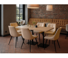 Комплект обідніх стільців Мілано М-75 (6 шт.), шкірзам Капучіно/чорний, для кухні, їдальні, кафе, 890×510×605 мм