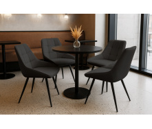 Комплект стульев обеденных Милано М-75 (4 шт.), кожзам Серый/черный, для кухни, столовой, кафе, 890×510×605 мм