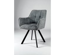 Стул обеденный с подлокотниками Осло М-235, для кухни, столовой, ткань фактурная Графит/черный, 850х600х610 мм