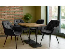 Комплект обеденных стульев Арис М-65 (4 шт.) с подлокотниками, велюр Серый/черный, для кухни, столовой, 860×580×590 мм