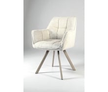 Стул обеденный с подлокотниками Осло М-235, для кухни, столовой, ткань фактурная Папирус/капучино, 850х600х610 мм