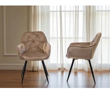 Комплект обеденных стульев Арис М-65 (2 шт.) с подлокотниками, велюр Капучино/черный, для кухни, столовой, 860×580×590 мм