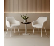 Комплект стульев обеденных Линн М-240 (2 шт.) с подлокотниками, для столовой, кухни, вельвет Белый антик/белый, 850х580х580 мм