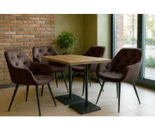 Комплект обеденных стульев Арис М-65 (4 шт.) с подлокотниками, велюр Коричневый/черный, для кухни, столовой, 860×580×590 мм