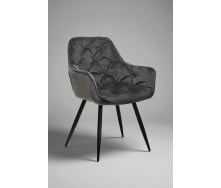 Стул обеденный Арис М-65 с подлокотниками, для кухни, столовой, кафе велюр Серый/черный, 860х580х590 мм