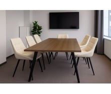 Комплект обеденных стульев Милано М-75 (6 шт.), кожзам Айвори/черный, для кухни, столовой, кафе, 890×510×605 мм