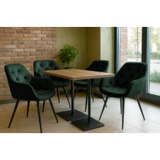 Комплект обідніх стільців Аріс М-65 (4 шт.) з підлокітниками, велюр Смарагд/чорний, для кухні, їдальні 860×580×590 мм