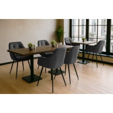 Комплект обідніх стільців Аріс М-65 (6 шт.) з підлокітниками, велюр Сірий/чорний, для кухні, їдальні, 860×580×590 мм