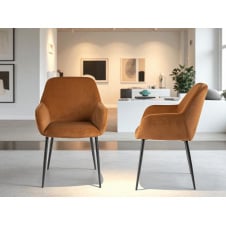 Комплект стільців обідніх Терра М-220 (2 шт.) з підлокітниками, мохер Карамель/чорний, для кухні, їдальні, 830×550×580 мм