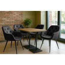 Комплект обідніх стільців Аріс М-65 (4 шт.) з підлокітниками, велюр Сірий/чорний, для кухні, їдальні, 860×580×590 мм