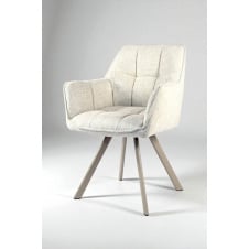 Стілець обідній з підлокітниками Осло М-235, для кухні, їдальні, фактурна тканина Папірус/капучино, 850х600х610 мм